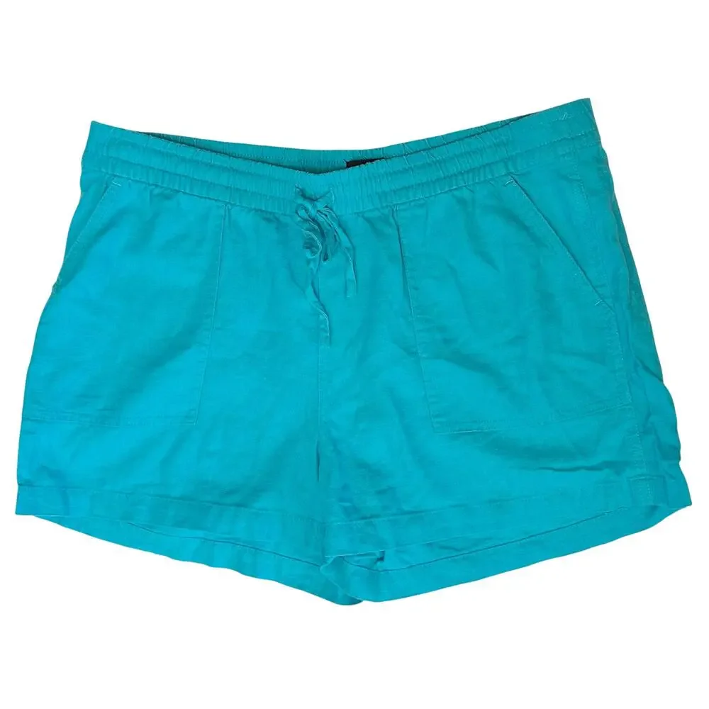 J. Crew Linen Blend Drawstring Short Blue AX922 Size M